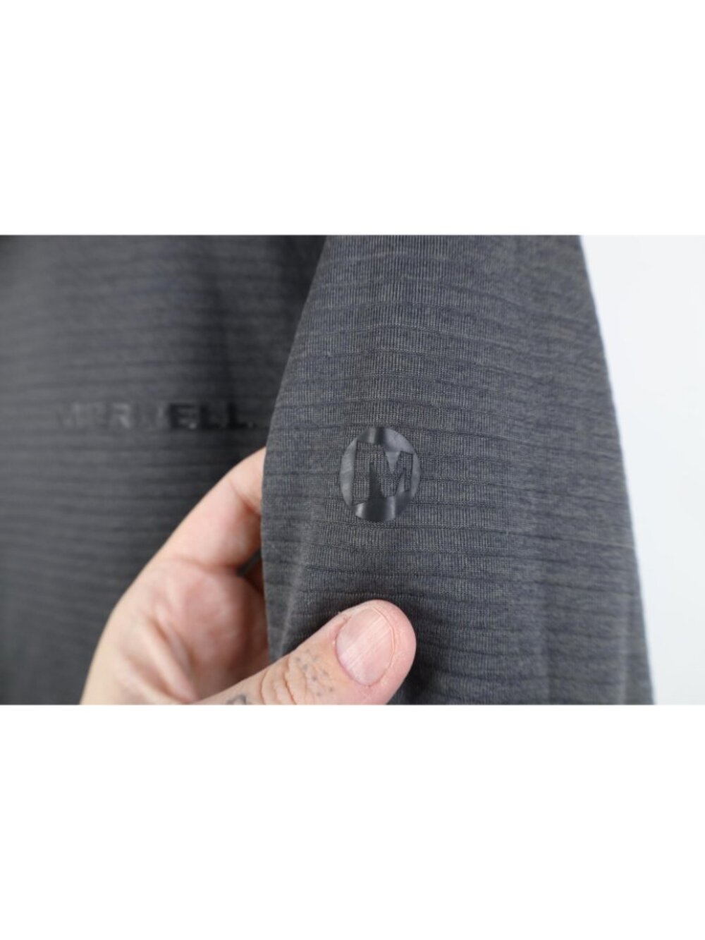 Merrell Mens Small Thermal Ribbed Knit 1/4 Zip Pullover Trekking Jacket Top Gray - Picture 4 of 14